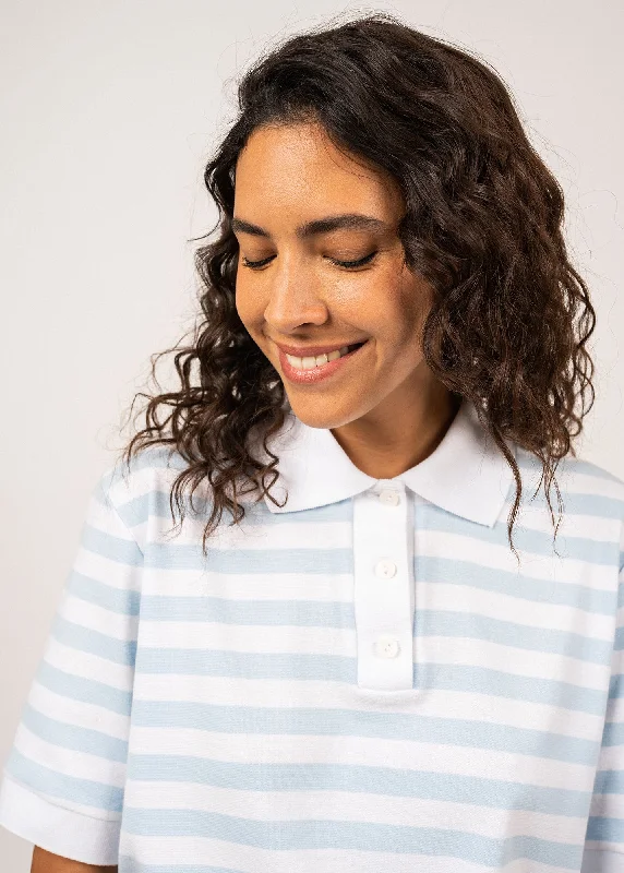 Carola striped polo shirt - in cotton (BLANC/CIEL)