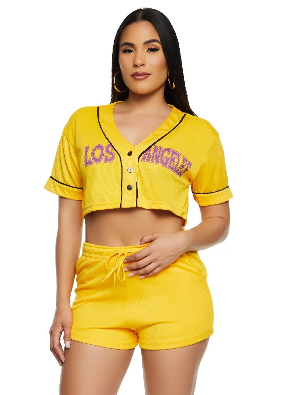 City Graphic Mesh Cropped Baseball Tee