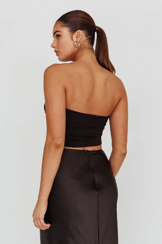 Lulu Strapless Crop Top Black