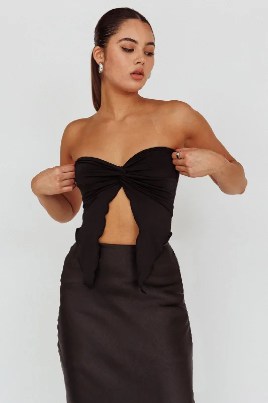 Lulu Strapless Crop Top Black