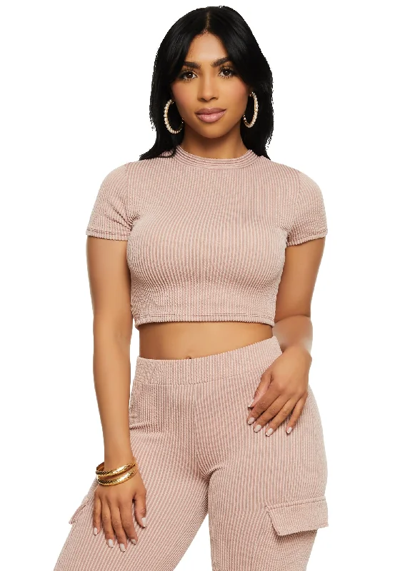 Rib Knit Cropped Tee