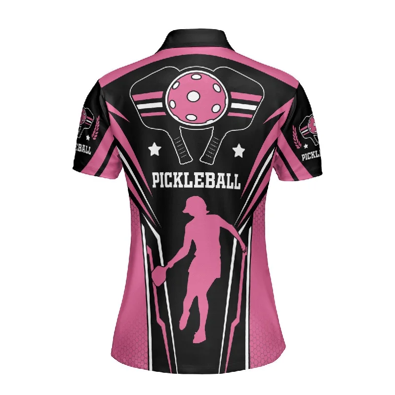 Pink Pickleball Polo Shirt For Women, Cool Shirt for Ladies Love Pickleball