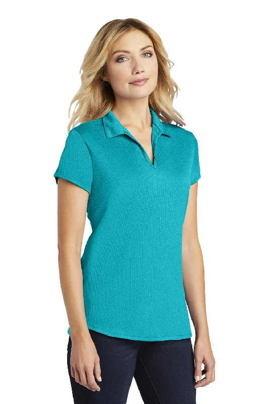 Port Authority Womens Trace Moisture Wicking Short Sleeve Polo Shirt - Heather Tropic Blue