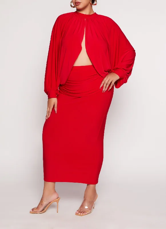 Plus Size Mock Neck Split Hem Top