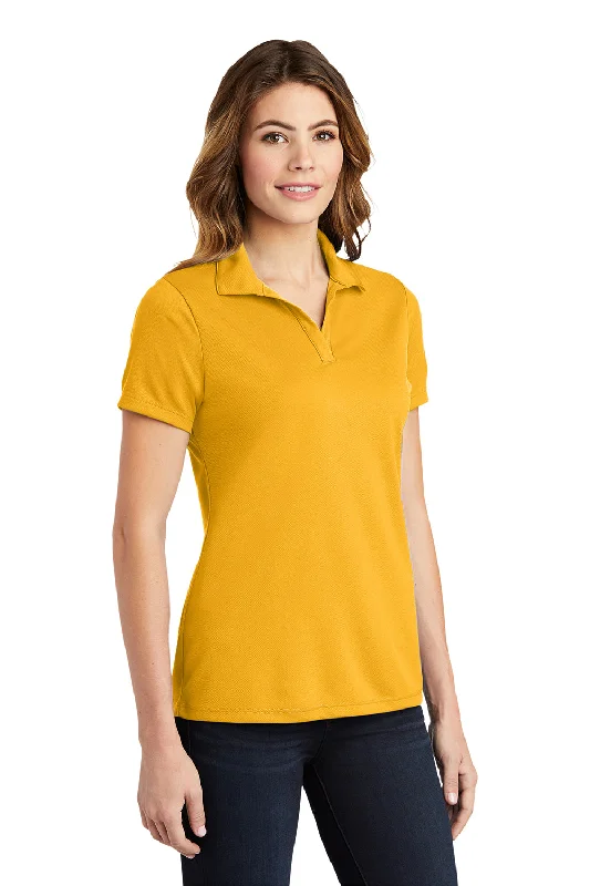 Sport-Tek Womens RacerMesh Moisture Wicking Short Sleeve Polo Shirt - Gold