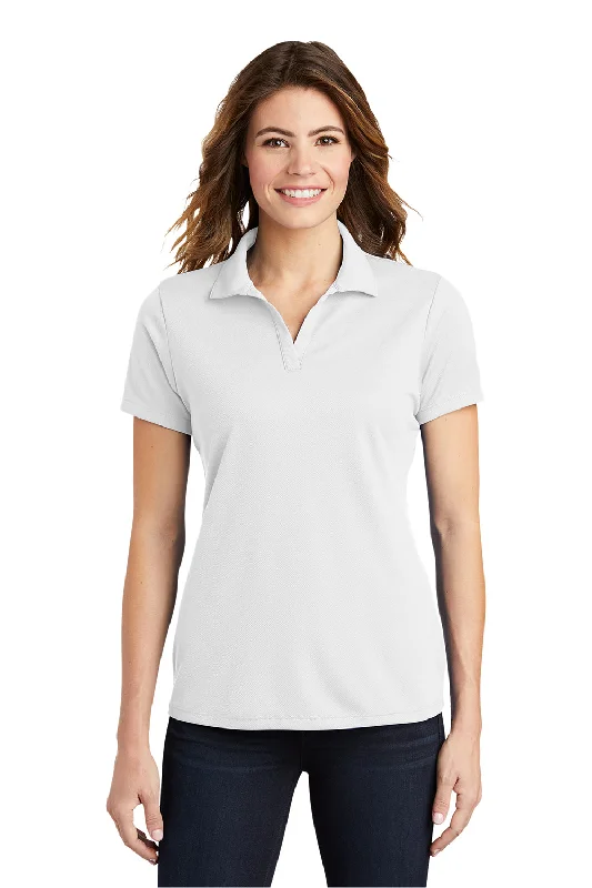 Sport-Tek Womens RacerMesh Moisture Wicking Short Sleeve Polo Shirt - White