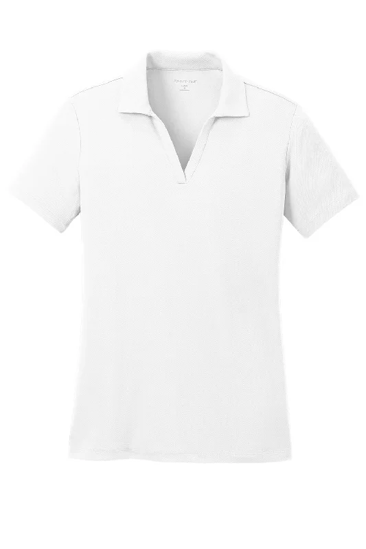 Sport-Tek Womens RacerMesh Moisture Wicking Short Sleeve Polo Shirt - White