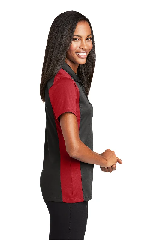 Sport-Tek Womens Sport-Wick Moisture Wicking Short Sleeve Polo Shirt - Iron Grey/True Red