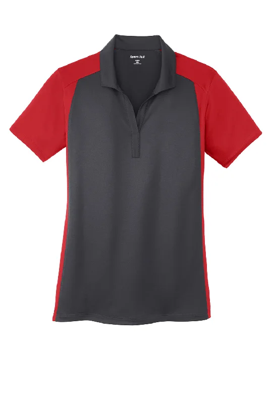 Sport-Tek Womens Sport-Wick Moisture Wicking Short Sleeve Polo Shirt - Iron Grey/True Red