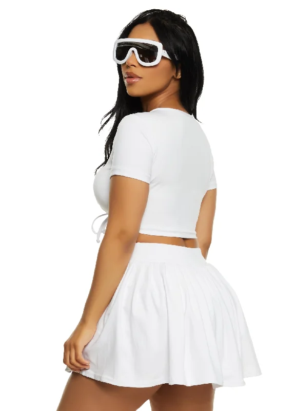 Ruched Front Short Sleeve Crop Top