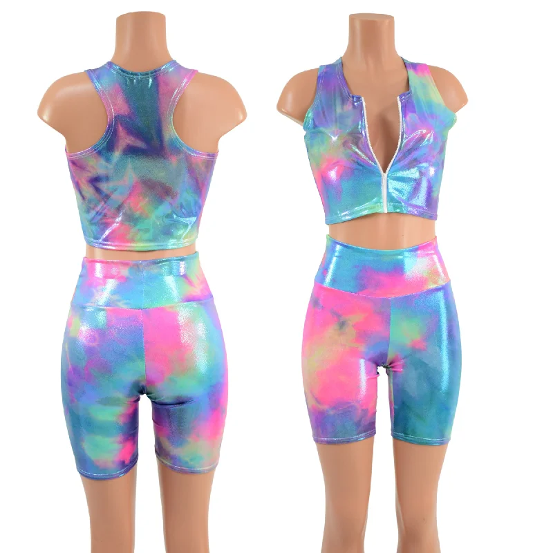 Cotton Candy Bike Shorts & Racerback Crop Top Set