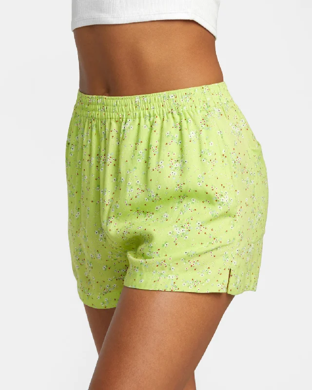 Sawyer Print Elastic Waist Shorts - Neon Green