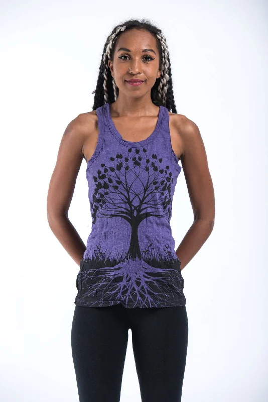 Womens Tree of Life Tank Top in Purple