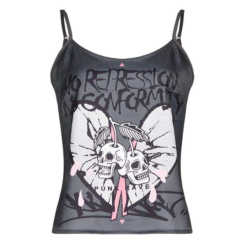 Women's Punk Skull Printed Chiffon Tank Tops