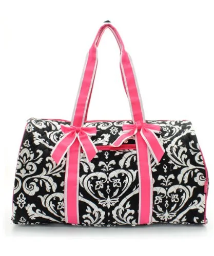 Travel - Size Toiletry Bottles with Leak - Proof Caps in Clear22'' Duffle Bag Damask Print Hp
