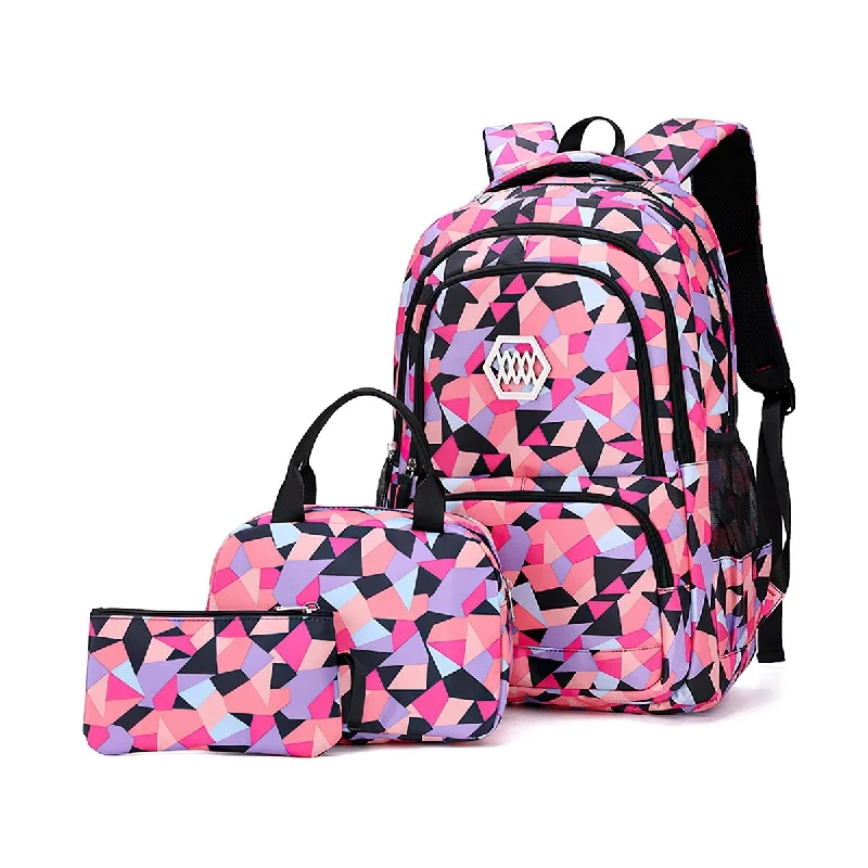 Women's Travel Makeup Bags with Mirror in Pink and Black3 in 1 Multipurpose Student Backpack with Lunch Bag and Pencil Bag Women's Travel Makeup Bags with Mirror in Pink and Black3 in 1 Multipurpose Student Backpack with Lunch Bag and Pencil Bag