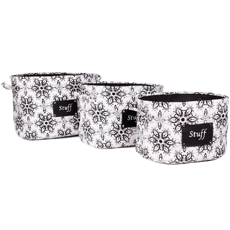Lightweight Nylon Travel Organizer Pouches in Multicolor for Neat Packing3-piece Luxury Canvas Style Tote with 'Stuff' Patch, Tattoo Flower Design Lightweight Nylon Travel Organizer Pouches in Multicolor for Neat Packing3-piece Luxury Canvas Style Tote with 'Stuff' Patch, Tattoo Flower Design