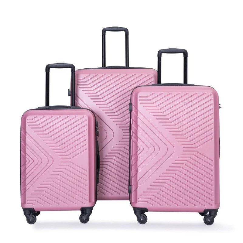 Women's TSA - Approved Luggage Locks in Rose Gold for Secure Travel3PCS ABS Lightweight Suitcase Luggage Set with Two Hooks and TSA Lock Women's TSA - Approved Luggage Locks in Rose Gold for Secure Travel3PCS ABS Lightweight Suitcase Luggage Set with Two Hooks and TSA Lock