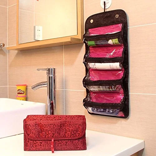Women's Travel - Friendly Backpack Rain Covers in Transparent Material4-Layer Roll Up Foldable Travel Organizer Multifunctional Hanging Makeup Cosmetic Bag Large Women's Travel - Friendly Backpack Rain Covers in Transparent Material4-Layer Roll Up Foldable Travel Organizer Multifunctional Hanging Makeup Cosmetic Bag Large