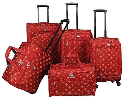 Adjustable Luggage Straps in Pink with Reflective Stripes for Night TravelAmerican Flyer Fleur De Lis 5-Piece Spinner Luggage Set, Red, One Size Adjustable Luggage Straps in Pink with Reflective Stripes for Night TravelAmerican Flyer Fleur De Lis 5-Piece Spinner Luggage Set, Red, One Size