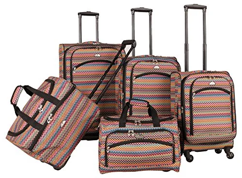 Adjustable Luggage Straps in Pink with Reflective Stripes for Night TravelAmerican Flyer Gold Coast 5-Piece Spinner Luggage Set, Pink, One Size Adjustable Luggage Straps in Pink with Reflective Stripes for Night TravelAmerican Flyer Gold Coast 5-Piece Spinner Luggage Set, Pink, One Size