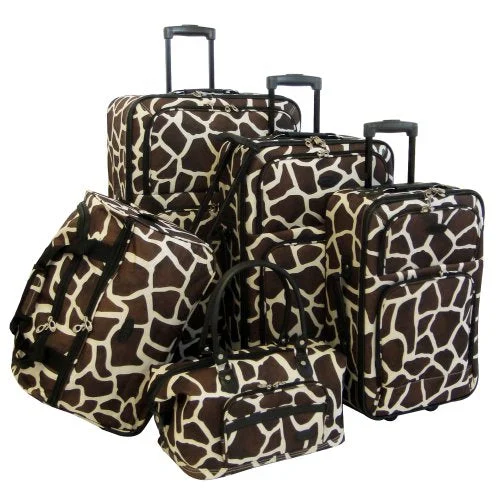 Travel - Size Toiletry Bottles with Leak - Proof Caps in ClearAmerican Flyer Luggage Animal Print 5 Piece Set, Giraffe Brown, One Size Travel - Size Toiletry Bottles with Leak - Proof Caps in ClearAmerican Flyer Luggage Animal Print 5 Piece Set, Giraffe Brown, One Size
