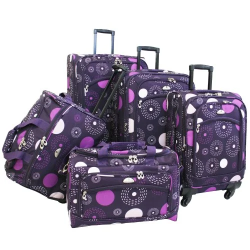 Foldable Travel Laundry Bags in Floral Print for Keeping Clothes OrganizedAmerican Flyer Luggage Fireworks 5 Piece Spinner Set, Purple, One Size Foldable Travel Laundry Bags in Floral Print for Keeping Clothes OrganizedAmerican Flyer Luggage Fireworks 5 Piece Spinner Set, Purple, One Size