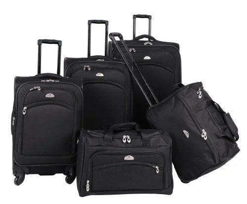 Expandable Travel Toiletry Bags in Clear Plastic for Easy Airport ScreeningAmerican Flyer Luggage South West Collection 5 Piece Spinner Set, Black, One Size Expandable Travel Toiletry Bags in Clear Plastic for Easy Airport ScreeningAmerican Flyer Luggage South West Collection 5 Piece Spinner Set, Black, One Size