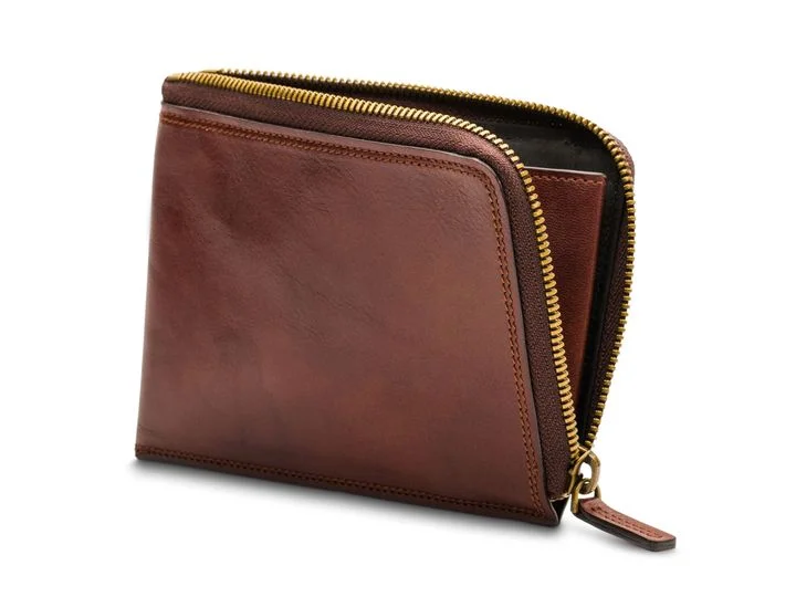 Women's Travel Makeup Bags with Mirror in Pink and BlackBosca Dolce Zippered Leather Wallet