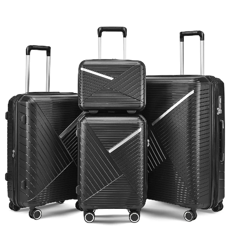 Anti - Theft Crossbody Travel Bags with RFID Protection in Gray for City TripsExpandable Lightweight Luggage Sets 4 Piece Sets(14/20/24/28) Anti - Theft Crossbody Travel Bags with RFID Protection in Gray for City TripsExpandable Lightweight Luggage Sets 4 Piece Sets(14/20/24/28)