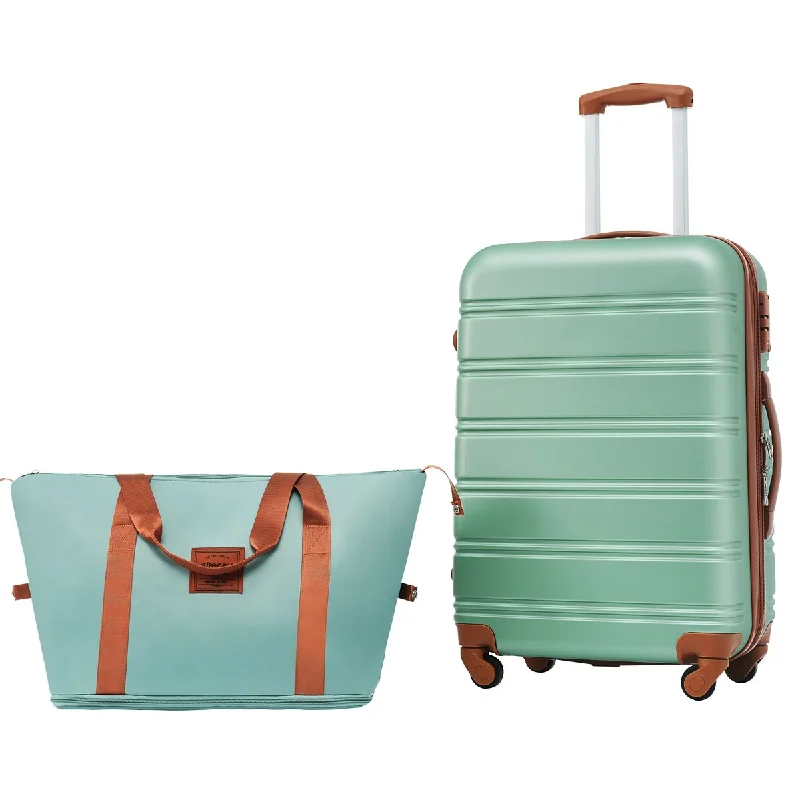 Hanging Travel Toiletry Bags with Multiple Pockets in TealHardshell Luggage Sets of 2 Piece, 24 IN Carry on Luggage, Bag Spinner Suitcase with TSA Lock Lightweight, Green