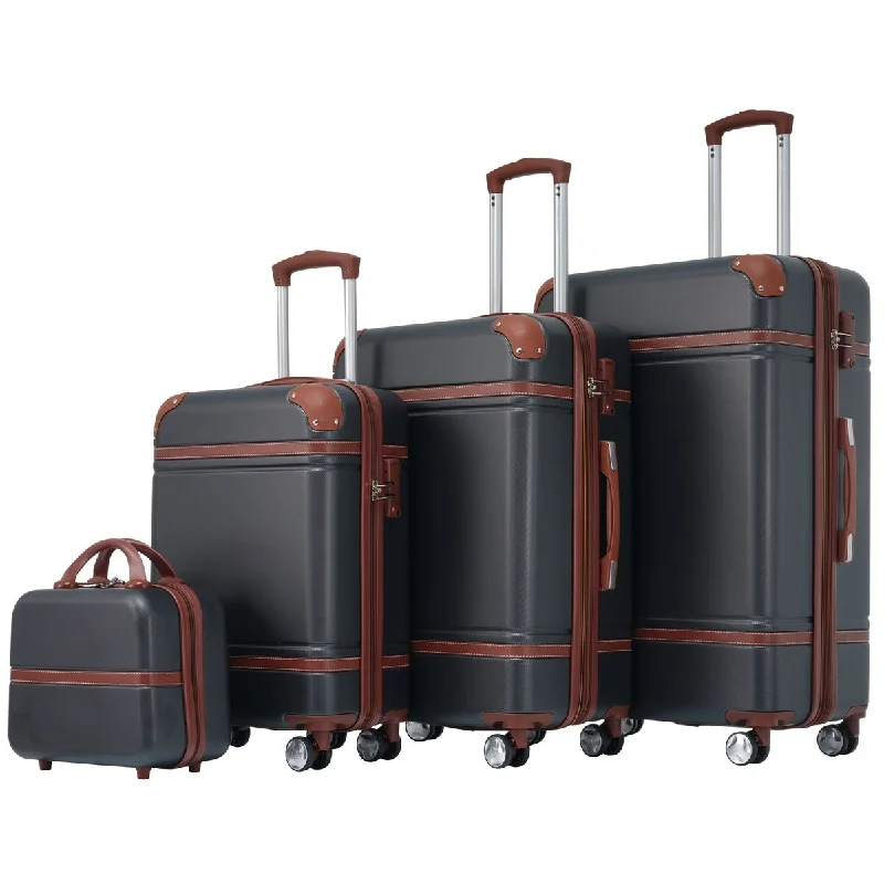 Leather - Trimmed Travel Laptop Sleeves in Burgundy for ProtectionLuggage 4 Piece Set Suitcase Spinner Hardshell Lightweight TSA Lock