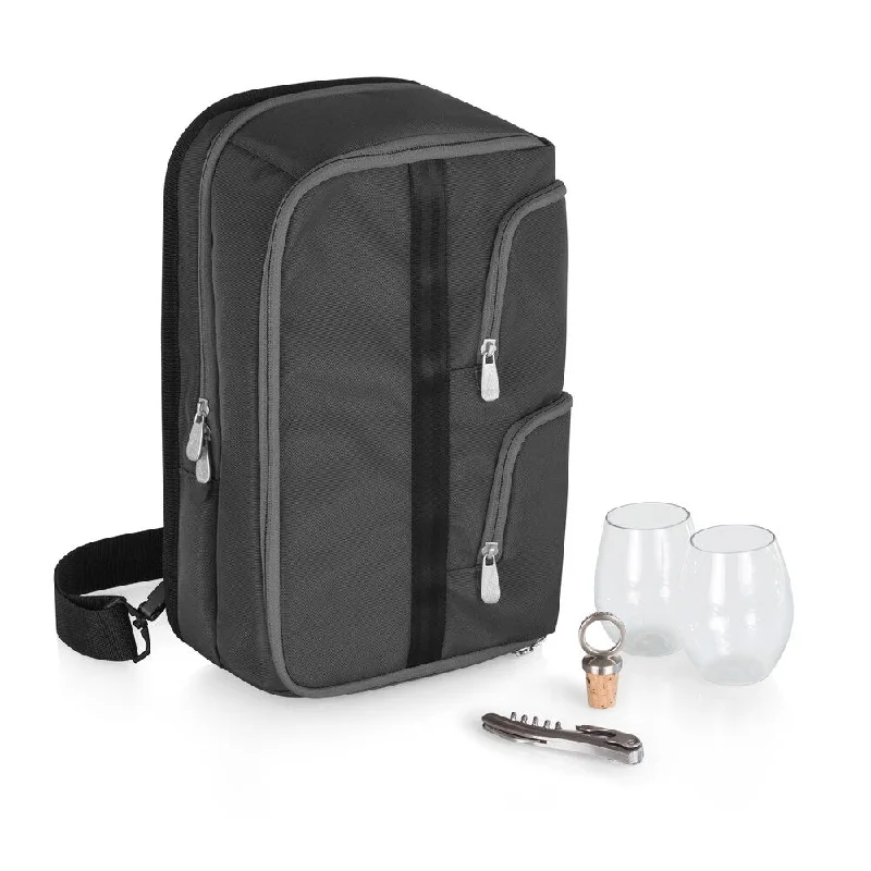 Anti - Theft Crossbody Travel Bags with RFID Protection in Gray for City TripsPicnic Time Black Tiburon Wine Tote Anti - Theft Crossbody Travel Bags with RFID Protection in Gray for City TripsPicnic Time Black Tiburon Wine Tote