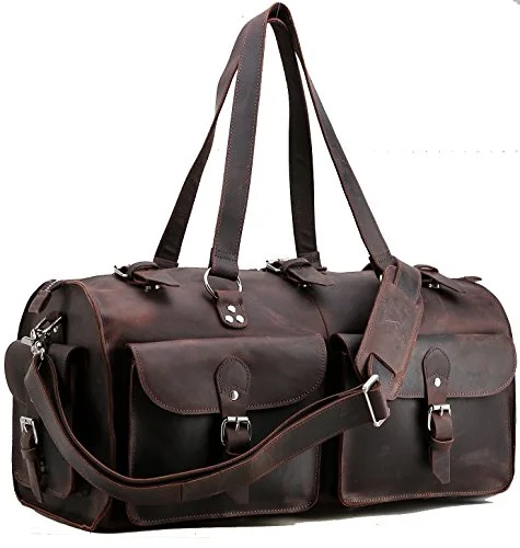 Anti - Theft Crossbody Travel Bags with RFID Protection in Gray for City TripsPolare 22'' Indiana Jones Looking Natural Leather Weekender Carry On Duffle Bag Anti - Theft Crossbody Travel Bags with RFID Protection in Gray for City TripsPolare 22'' Indiana Jones Looking Natural Leather Weekender Carry On Duffle Bag