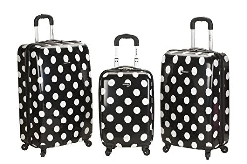 Women's Travel Makeup Bags with Mirror in Pink and BlackRockland Luggage 3 Piece Laguna Beach Upright Luggage Set, Black Dot, Medium