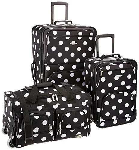 Travel Neck Pillow Covers in Soft Fleece in Gray for ComfortRockland Luggage 3 Piece Printed Luggage Set, Black Dot, Medium