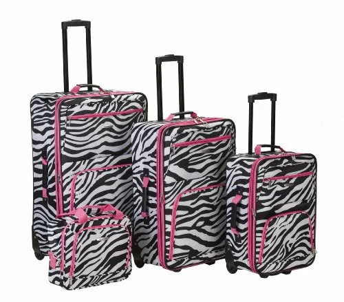 Travel Jewelry Organizers in Velvet with Multiple Compartments in PurpleRockland Luggage 4 Piece Luggage Set, Pink Zebra, One Size