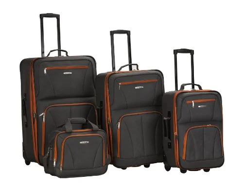 Travel Shoe Bags in Polyester with Ventilation Holes in KhakiRockland Luggage 4 Piece Set, Charcoal, One Size