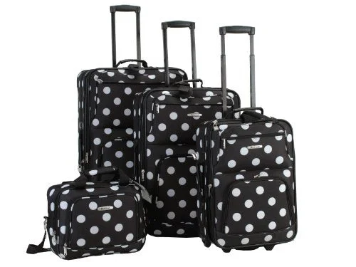 Travel Shoe Bags in Polyester with Ventilation Holes in KhakiRockland Luggage Dots 4 Piece Luggage Set, Black Dots, One Size