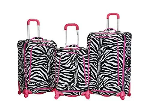 Foldable Travel Laundry Bags in Floral Print for Keeping Clothes OrganizedRockland Luggage Fusion 3 Piece Luggage Set, Pink Zebra, Medium
