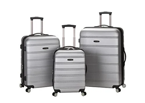 Travel Bag ID Card Holders in Clear Vinyl with LanyardsRockland Luggage Melbourne 3 Piece Abs Luggage Set, Silver, Medium