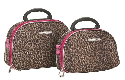 Adjustable Luggage Straps in Pink with Reflective Stripes for Night TravelRockland Luggage Rockland 2 Piece Cosmetic Set, Pink Leopard, Medium