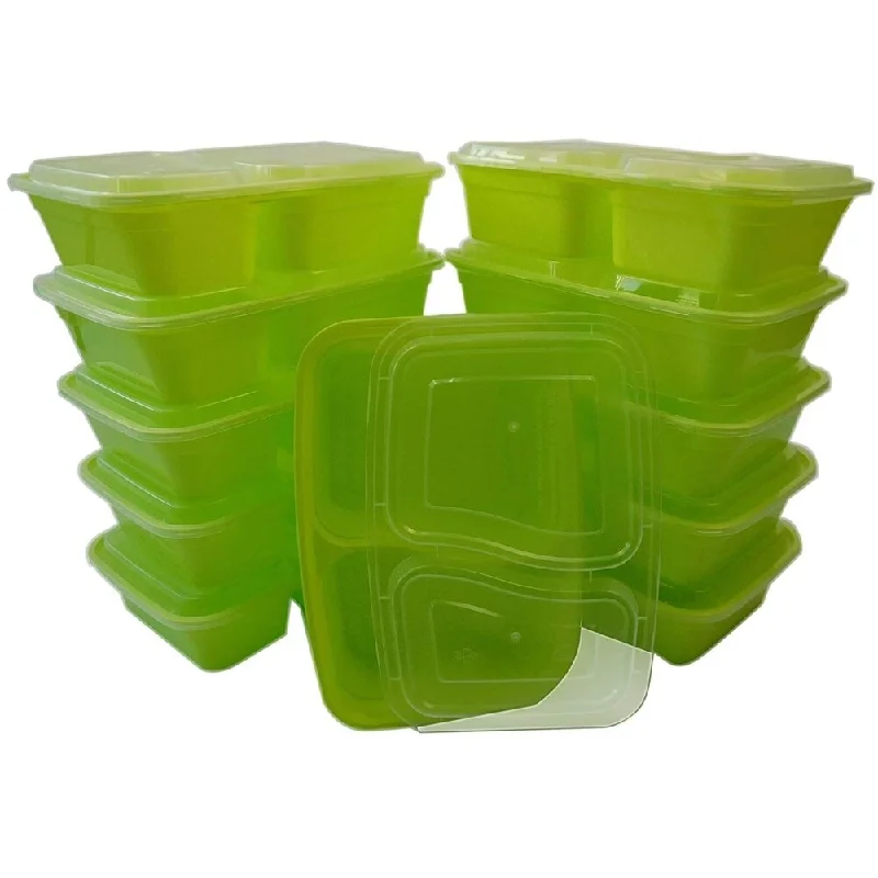 Travel - Size Toiletry Bottles with Leak - Proof Caps in ClearTable To Go 20-Pack Bento Lunch Boxes with Lids (2 Compartment/ 32 oz) , Freezer Safe Meal Prep Containers , (Green) - Green