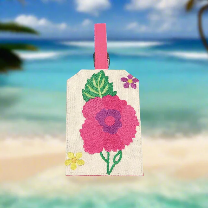 Hanging Travel Toiletry Bags with Multiple Pockets in TealTropics Luggage Tag