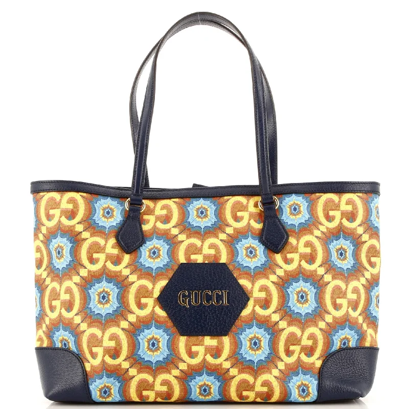 Monogrammed Tote Bag in Brown Leather with Personalized Initials for a Custom and Elegant Touch100 Ophidia Shopping Tote Limited Edition Coated Canvas Medium
