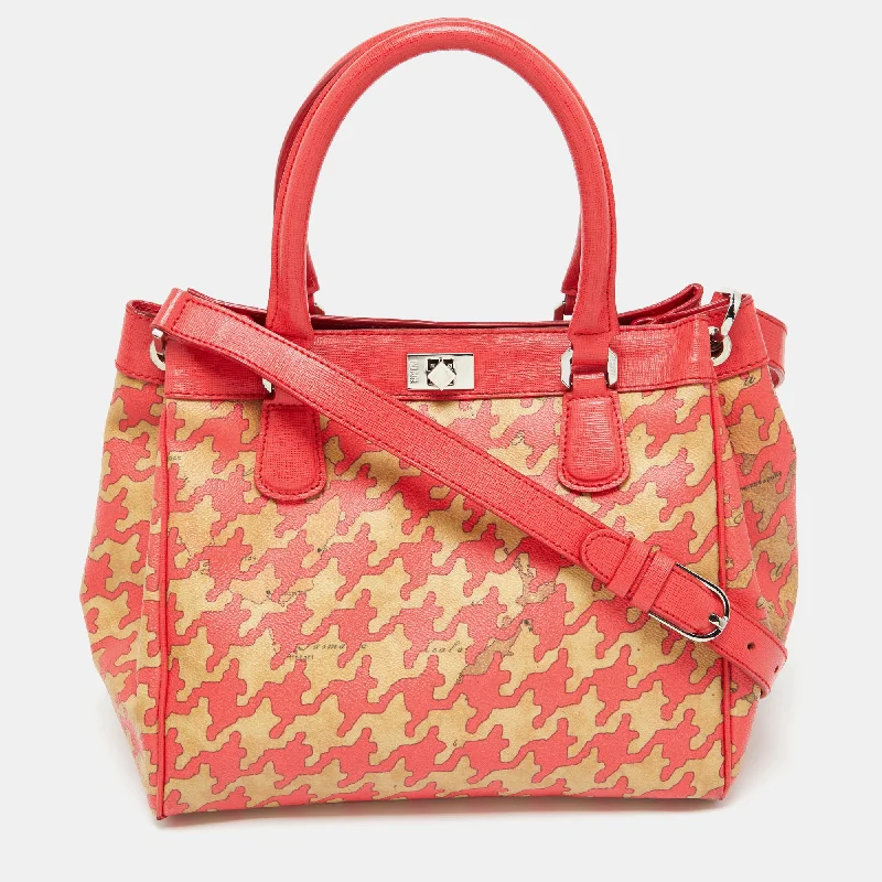 Quilted Tote Bag in Cream with Silver Hardware for a Classic and Sophisticated StyleMonogrammed Tote Bag in Brown Leather with Personalized Initials for a Custom and Elegant TouchAlviero Martini 1A Classe Beige/red Geo Print Coated Canvas And Leather Tote