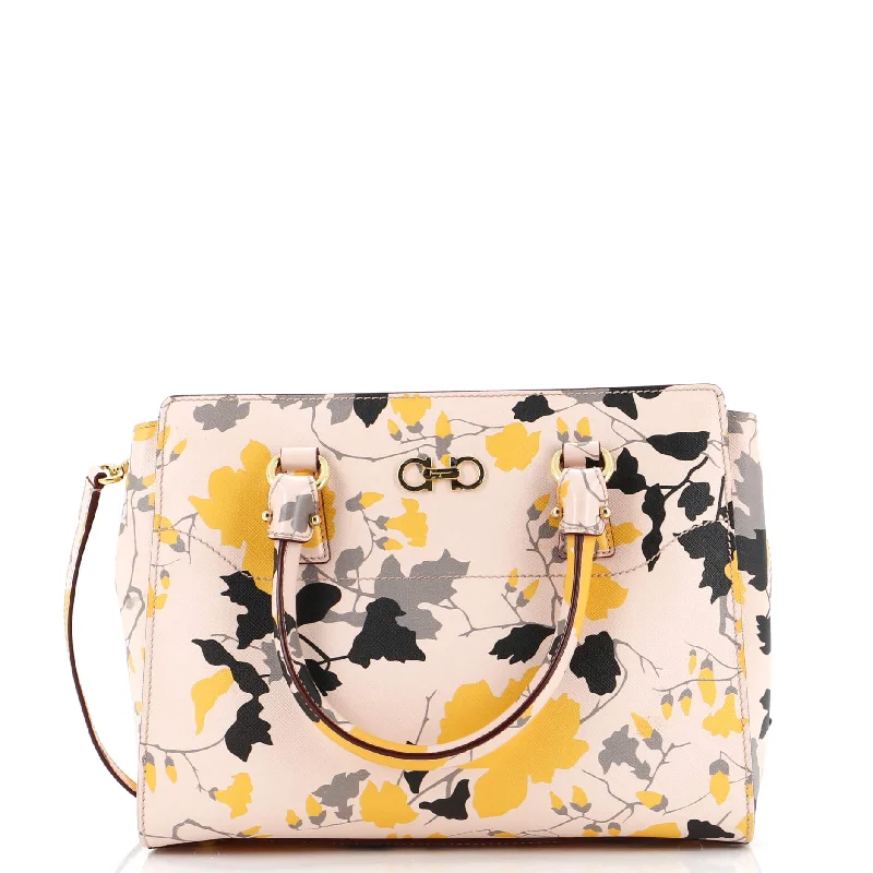 Women's Tote Bag with Detachable Pouch in Purple for Added ConvenienceBeky Tote Printed Saffiano Leather Small