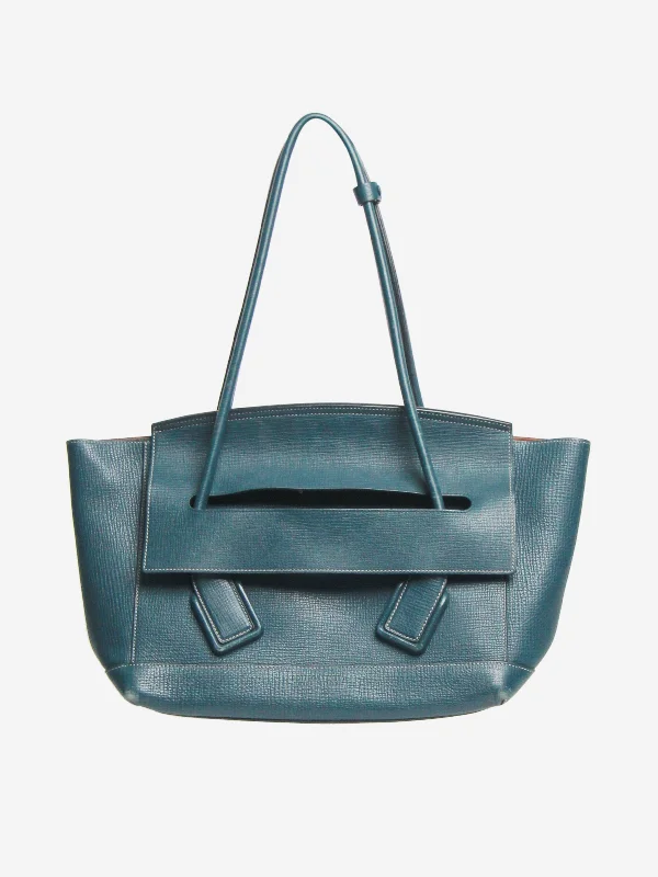 Monogrammed Tote Bag in Brown Leather with Personalized Initials for a Custom and Elegant TouchBlue large Arco tote bag