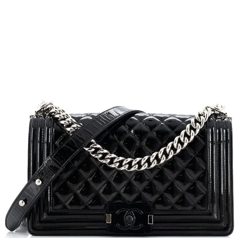 Boy Flap Bag Quilted Plexiglass Patent Old Medium