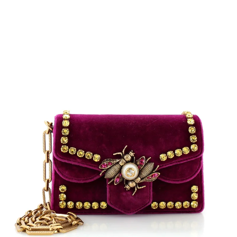Canvas and Leather Combo Shoulder Bag in Tan for a Rustic LookBroadway Pearly Bee Shoulder Bag Crystal Embellished Velvet Mini
